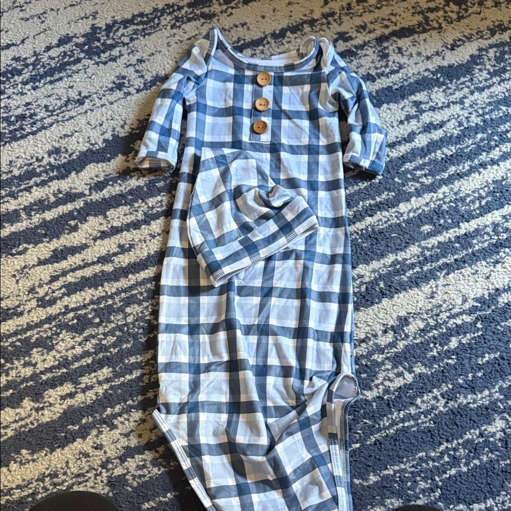 Caden Lane Blue Checkered Kids Nightgown